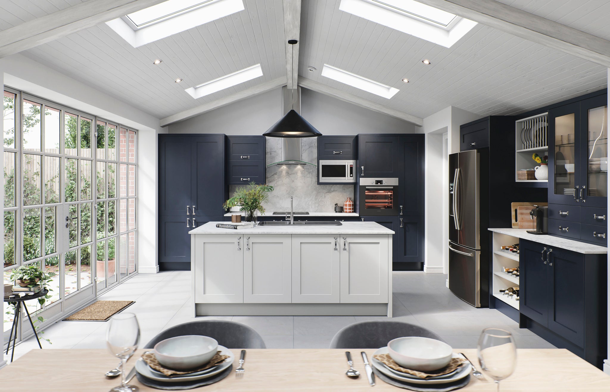 TALL L CORNER WALL CPOST OXFORD INDIGO BLUE